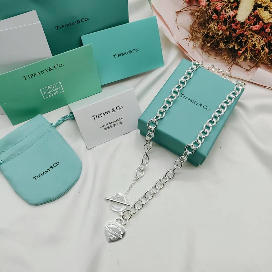 Fake T*f*ny Logo Necklace