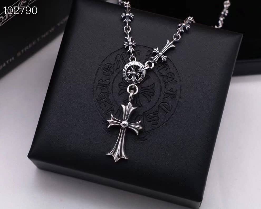 Fake Ch*0me He**ts Logo Necklace