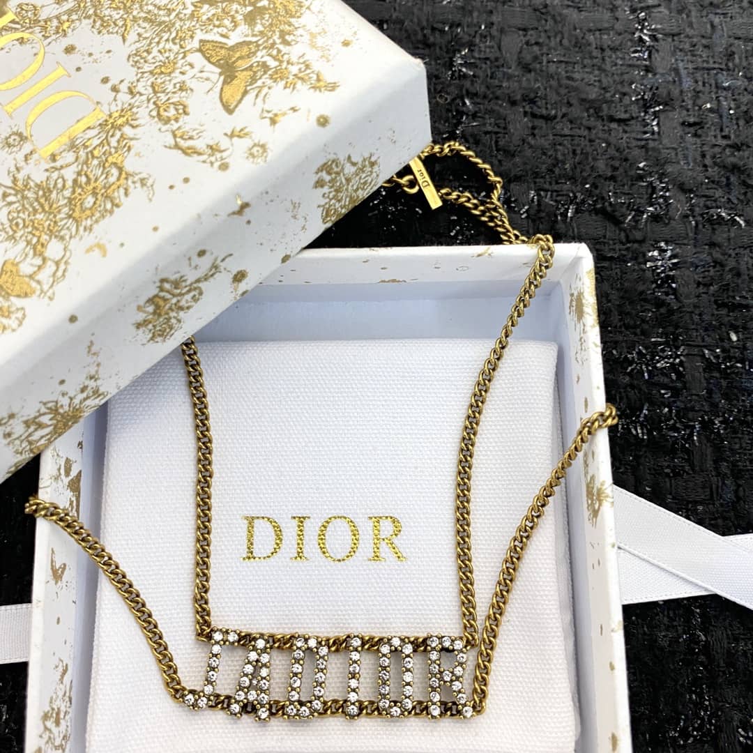 Fake Chr1st1an D10r Logo Necklace