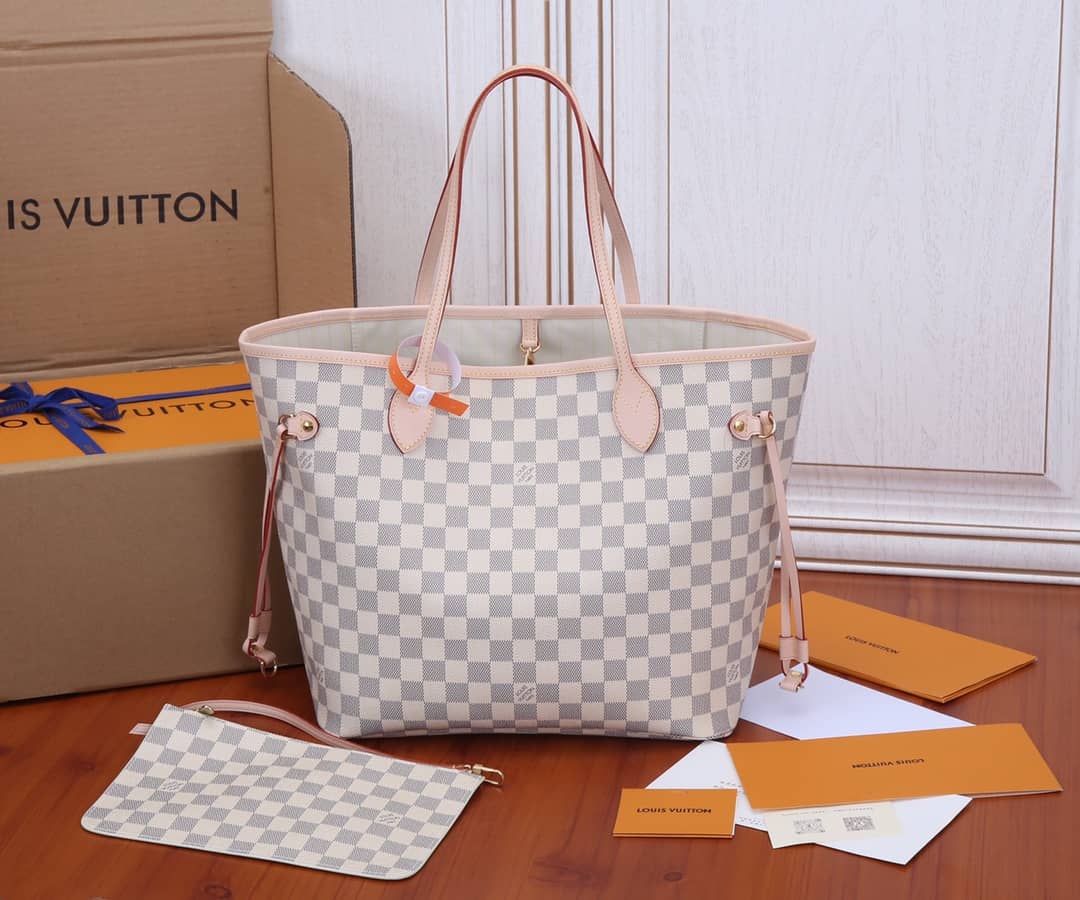 L0vis Vvtt0n Neverfull MM Damier Azur Tote Replica White N41361