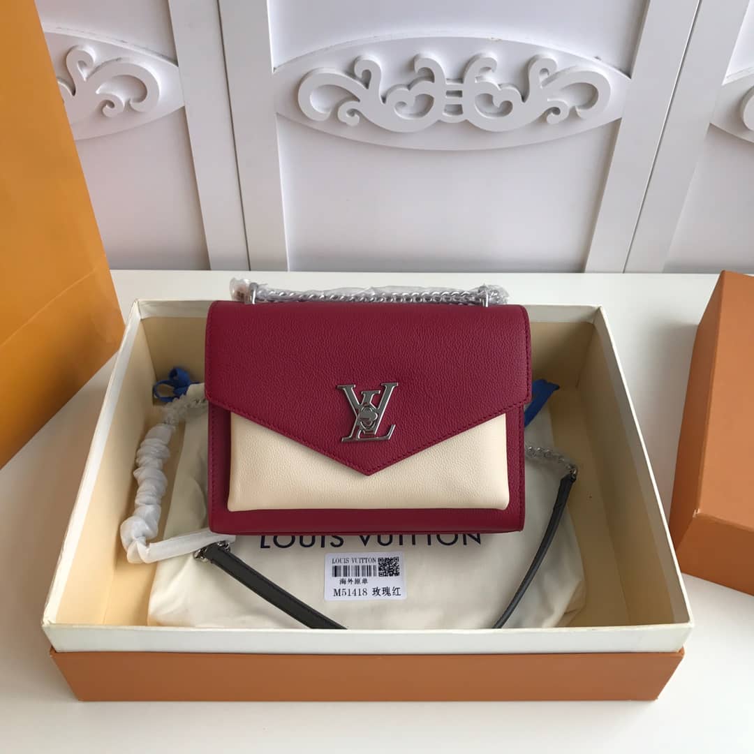 L0vis Vvtt0n MyLockMe BB Calf Chain Replica Shoulder Bag Red White M51418