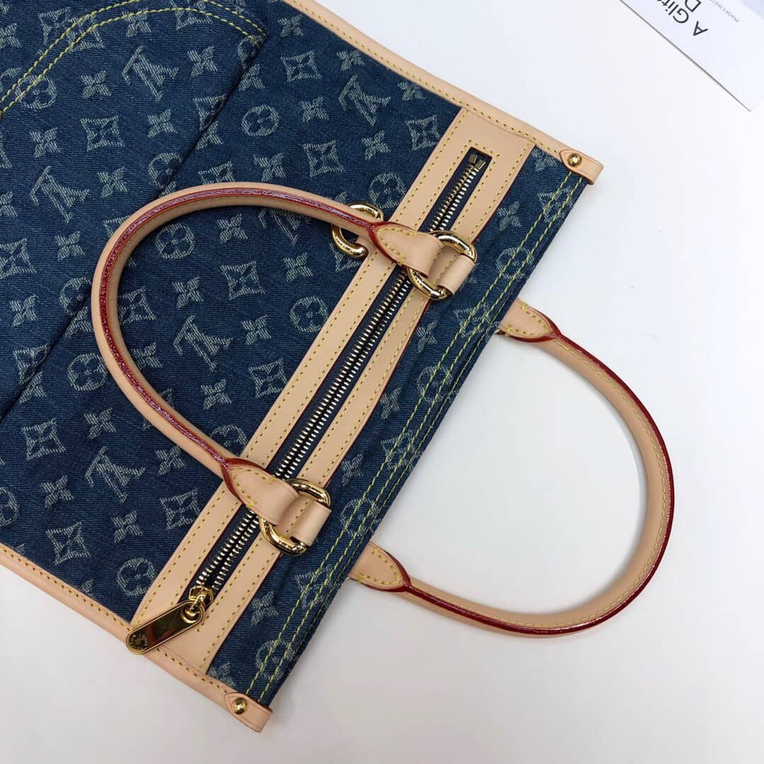 L0vis Vvtt0n Monogram Denim Flat Shopper Tote Replica M95018
