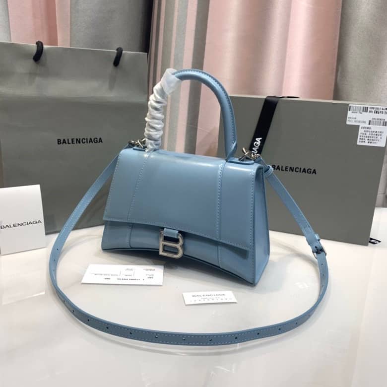 Ba1en*iaga Hourglass Leather Top Handle Replica Bag