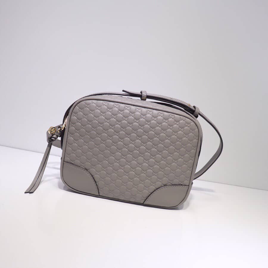 Gvc*1 Bree Gvc*1ssima GG Leather Canvas Camera Bag Replica Gray 449413