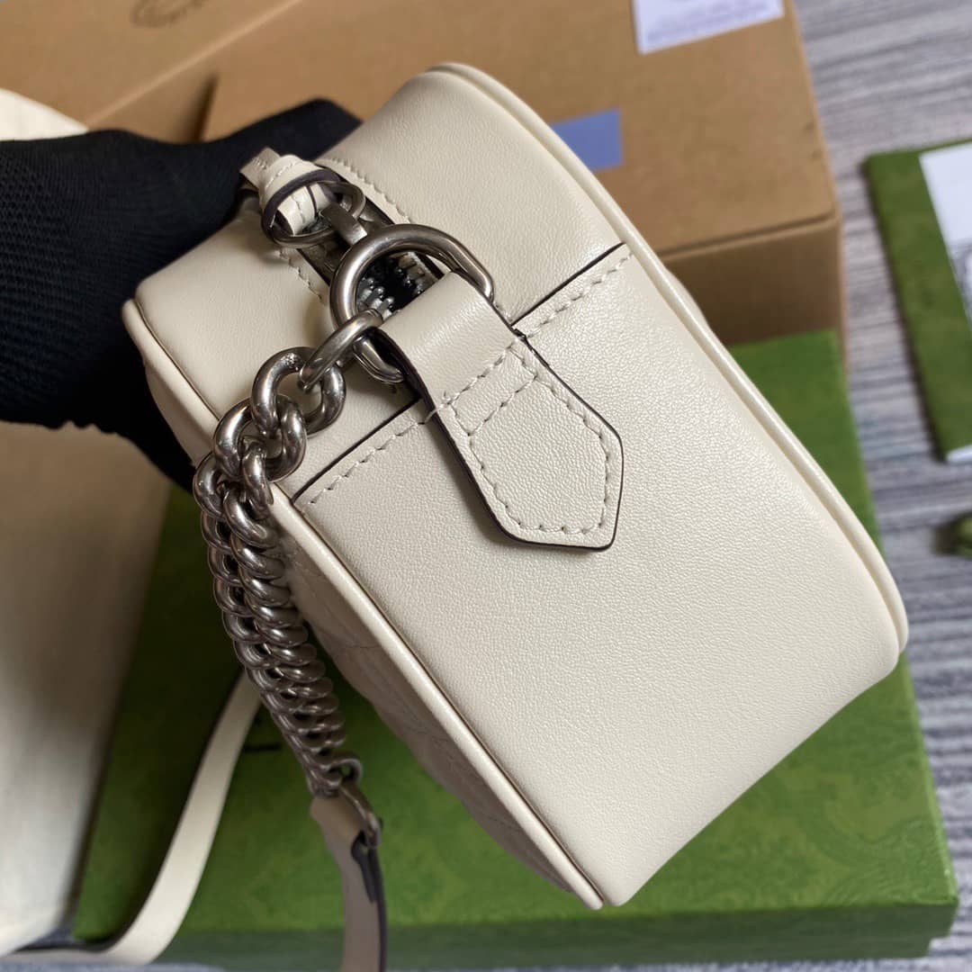 Gvc*1 Handbag Dupes GG Marmont Small Shoulder Handbag Camera Bag Replica White 447632