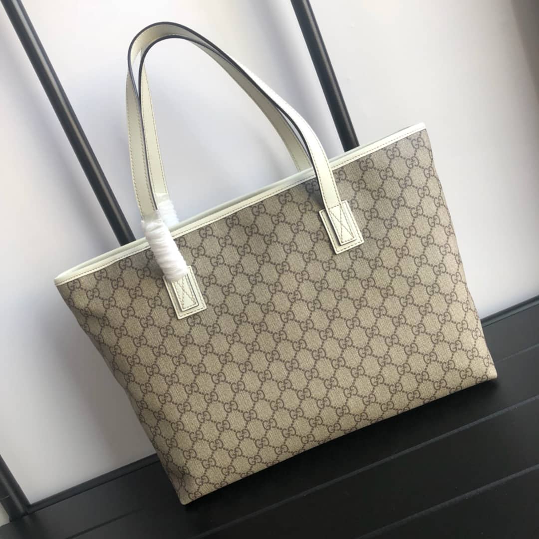 Gvc*1 GG Plus Large Zip Top PVC Replica Tote Gray White 211137