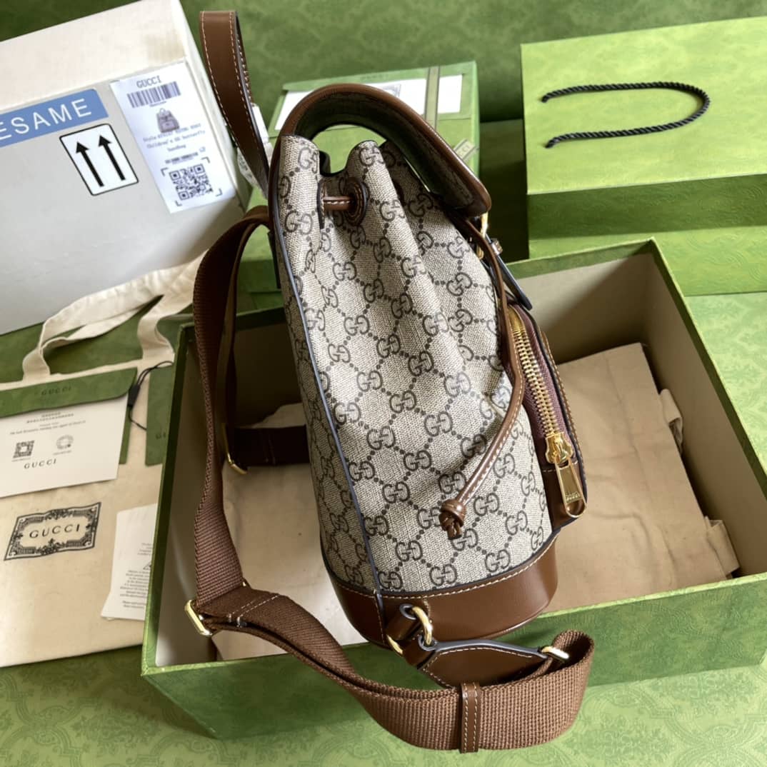 Gvc*1 Interlocking GG Svp*me Backpack Beige Replica 674147