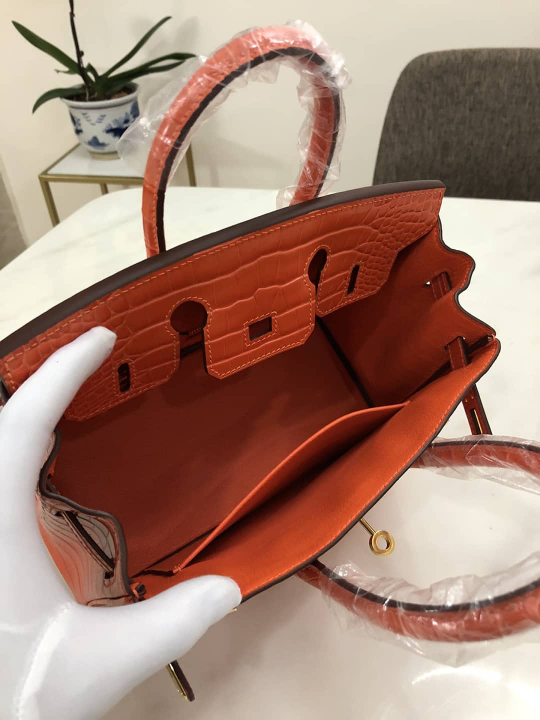 H**me5 Birkin 25CM Crocodile Shiny Replica Bag