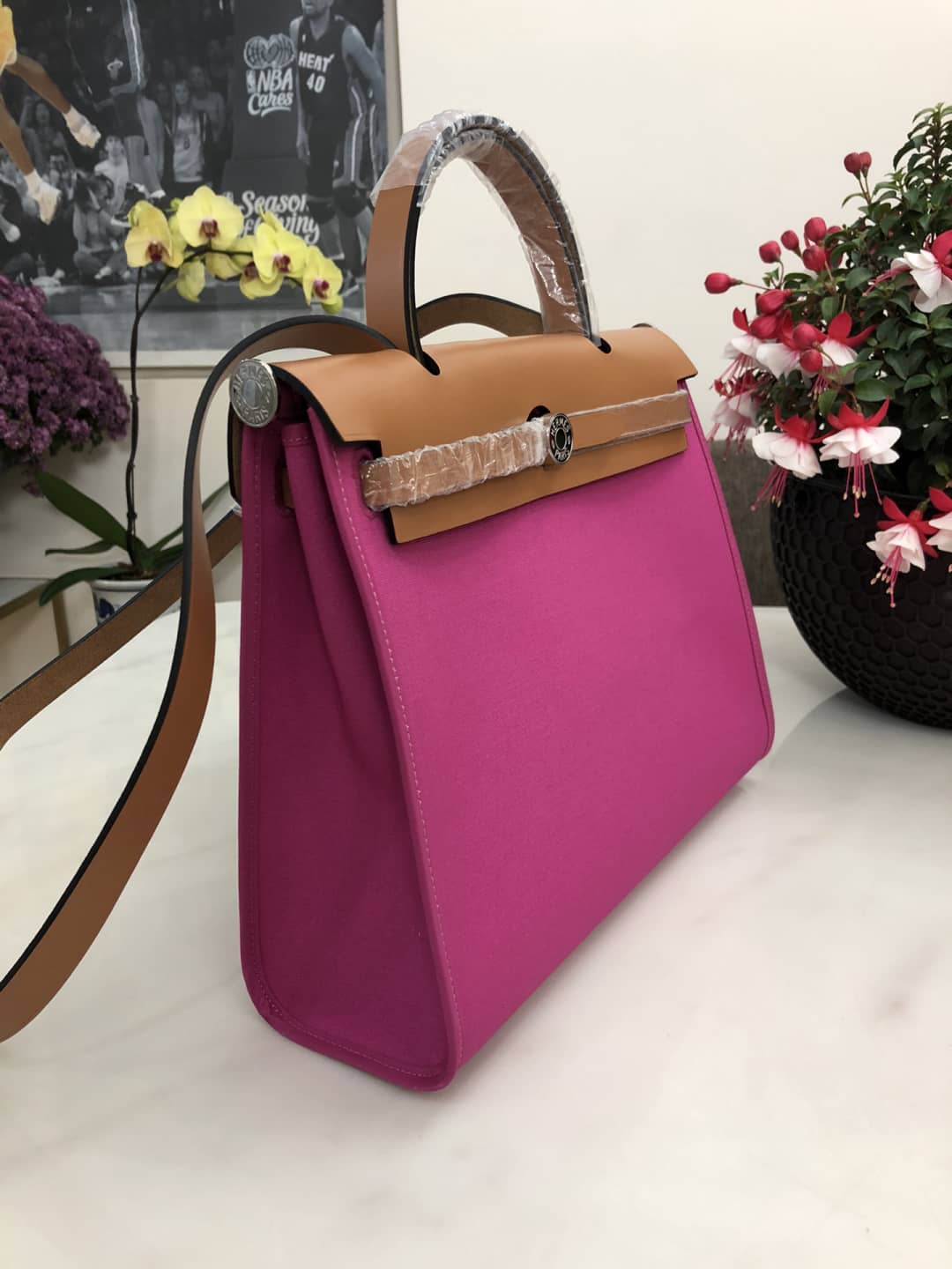 Replica H**me5 Birkin Bag 31 Canvas Leather HerBag