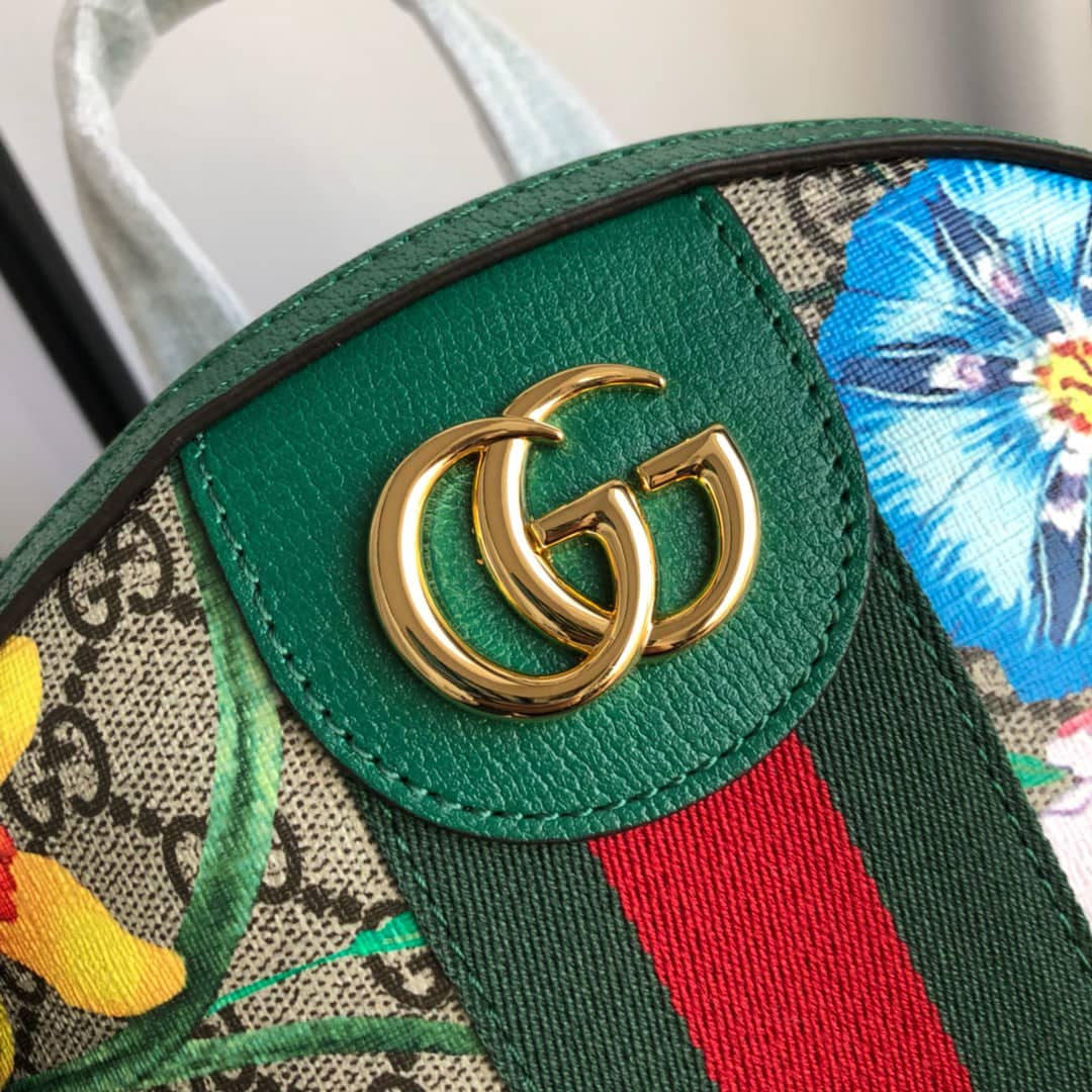 Gvc*1 Ophidia Flora Small GG Svp*me Canvas Replica Backpack Green 547965