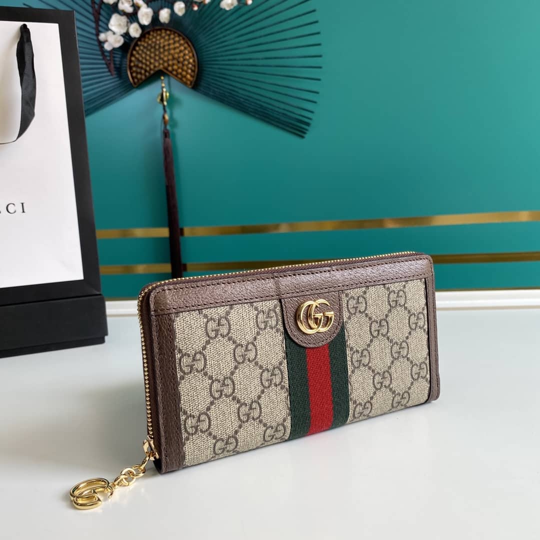 Gvc*1 Ophidia GG Zip Around Wallet Replica 523154