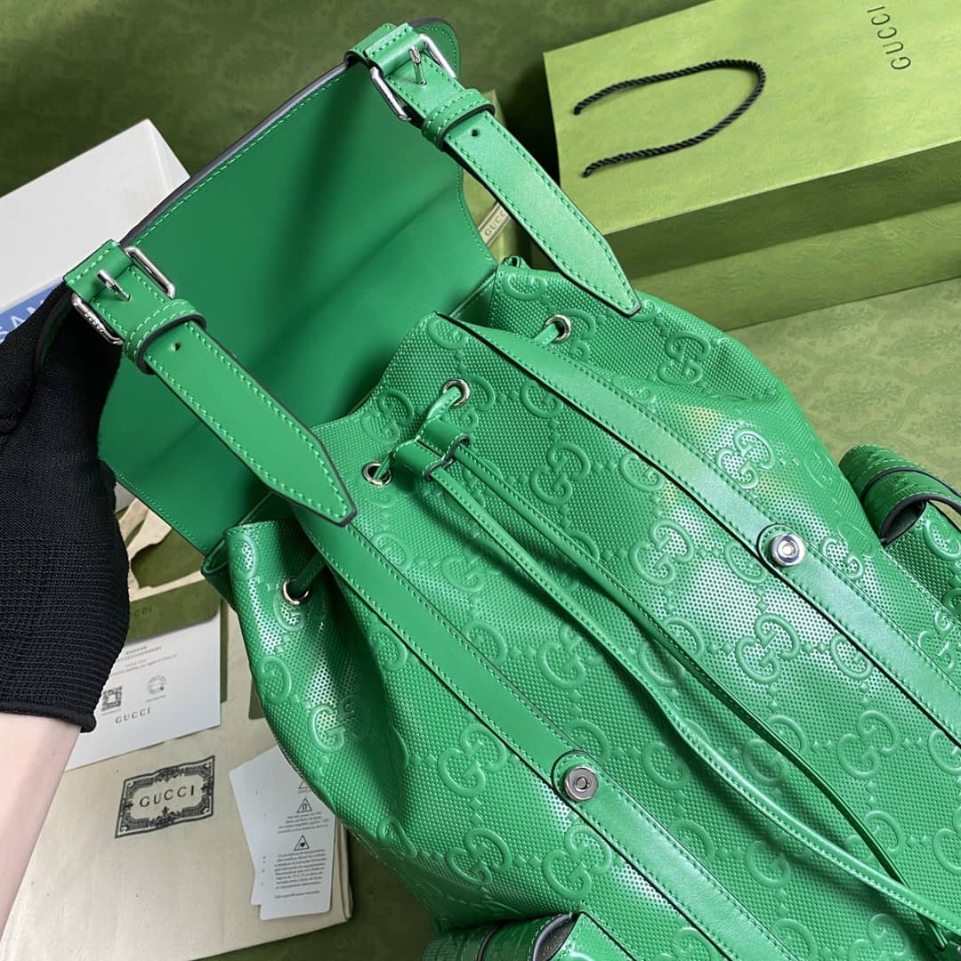 Gvc*1 GG Embossed Backpack Replica Green 625770