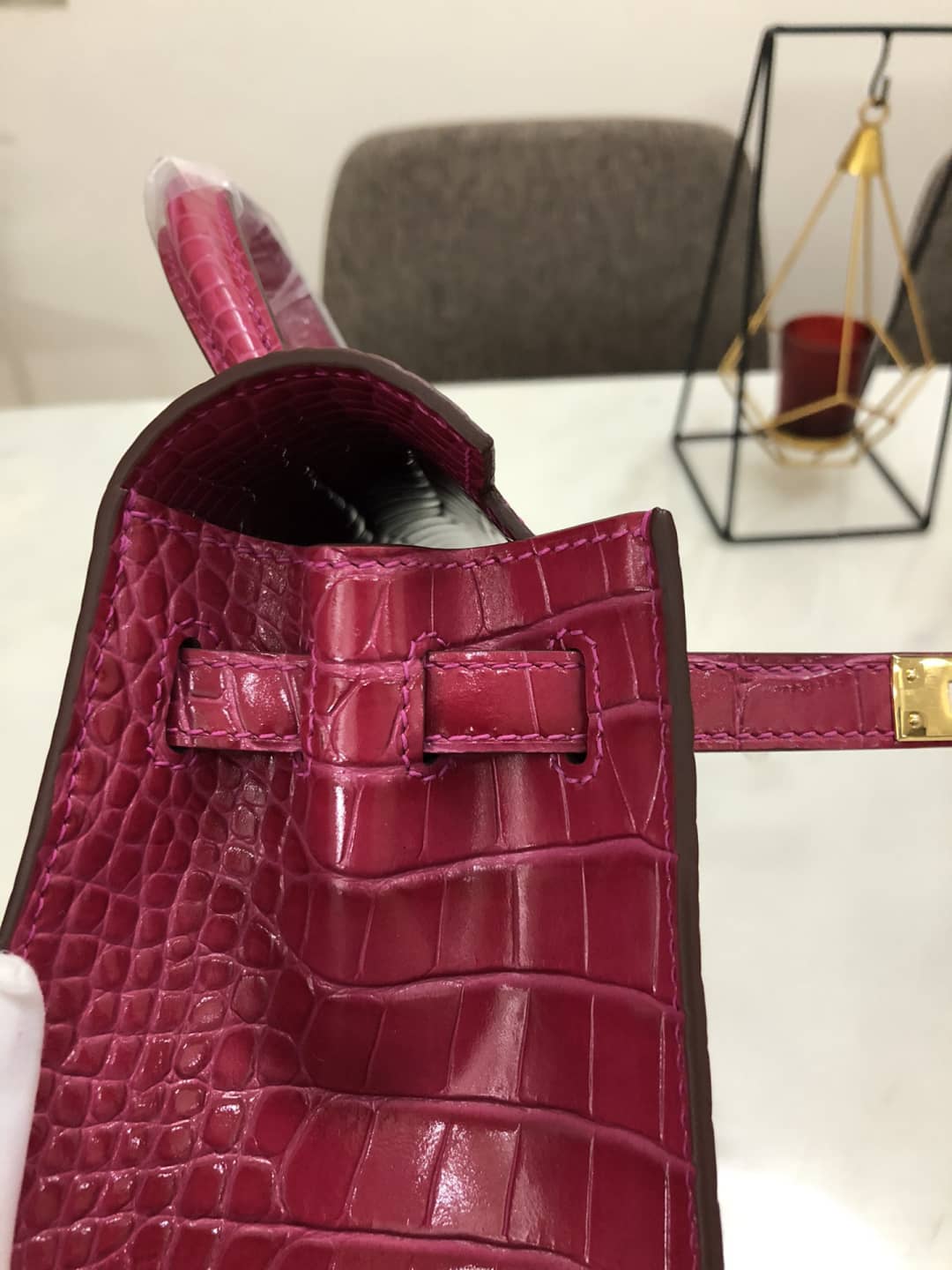 H**me5 Kelly Dupe 25CM Crocodile Shiny Replica Bag