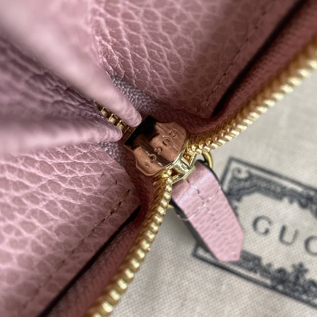 Gvc*1 GG Marmont Leather Zip Long Wallet Replica 456117