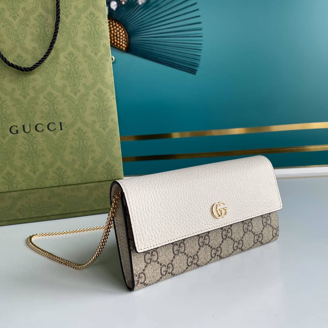 Gvc*1 GG Marmont Leather Chain Wallet Replica 546585