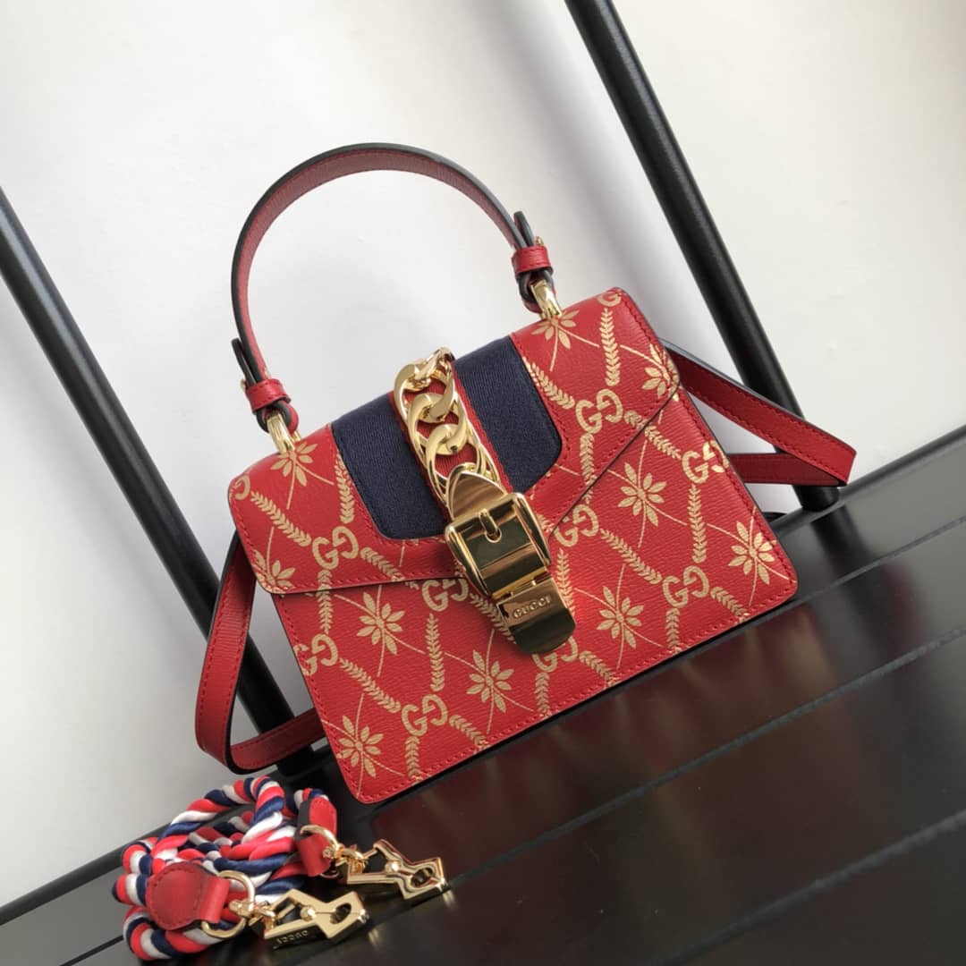 Gvc*1 Sylvie Leather Mini Shoulder Bag Replica White Red 470270
