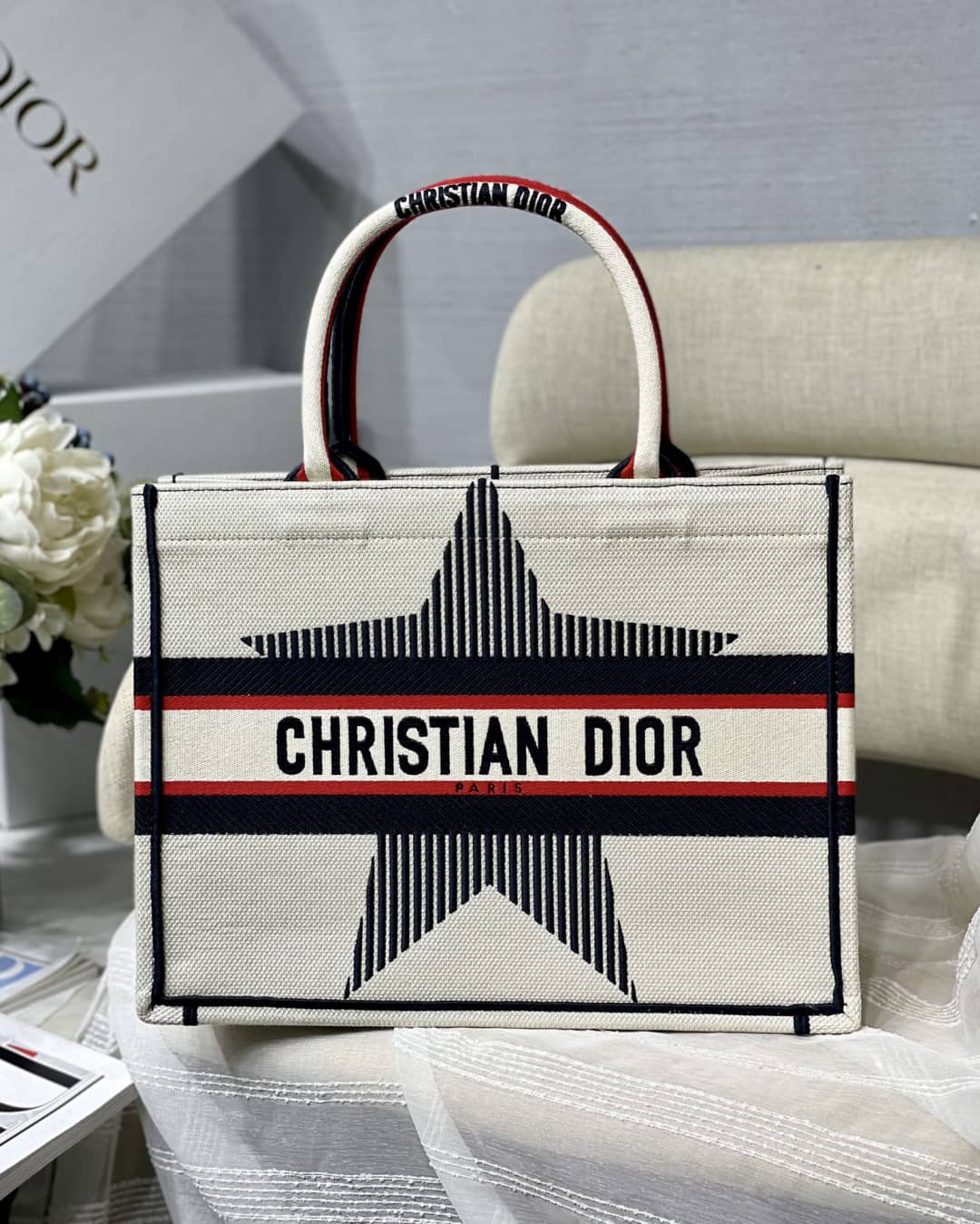 Chr1st1an D10r CD Book Embroidery Replica Tote