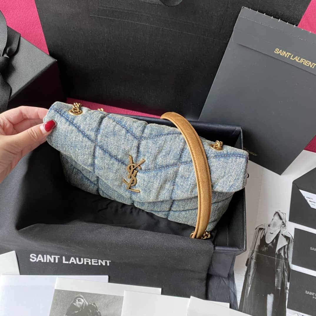 Sa1nt Lau*nt Loulou Denim Shoulder Bag