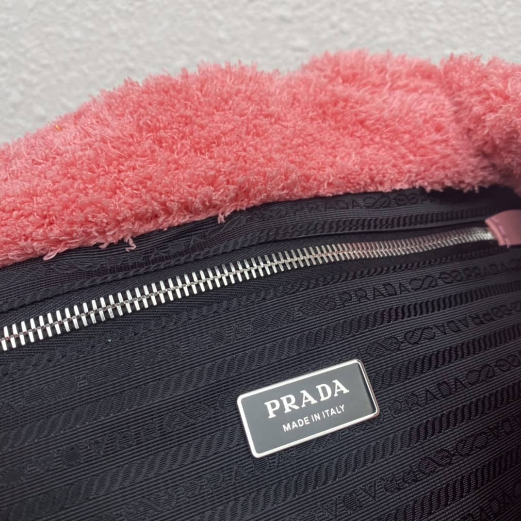 Pra*a Raffia Tote Dupe Shearling Tote Shoulder Bag