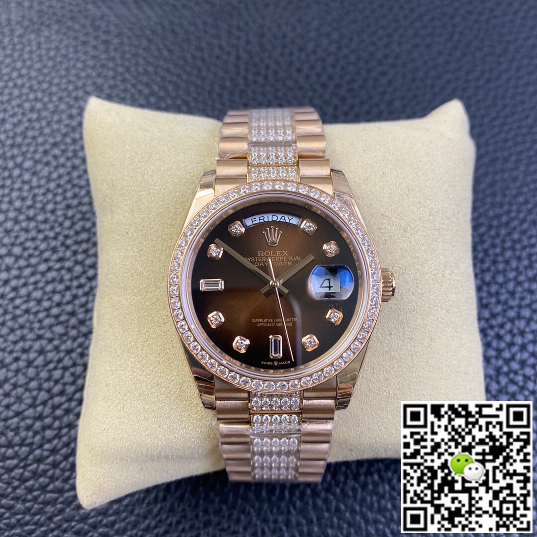 Replica R01ex Day Date M128345rbr-0041 1:1 Best Edition EW Factory Brown Dial