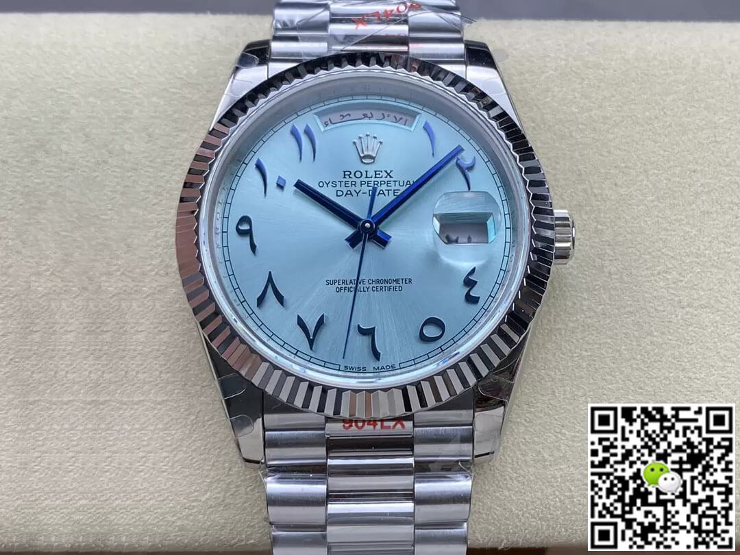 Replica R01ex Day Date M228236 1:1 Best Edition GM Factory V2 Middle Eastern Blue Dial