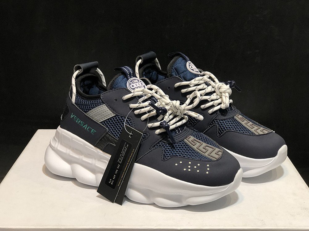 V*ERSACE CHAIN REACTION SNEAKERS BLACK&WHITE&BLUE&RED