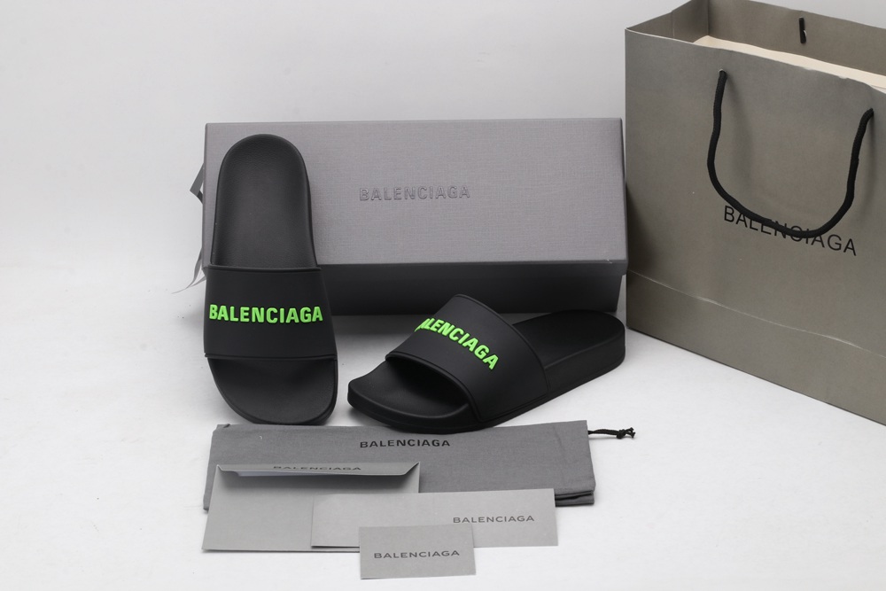 BLG Rubber Slides Black Fluo Green