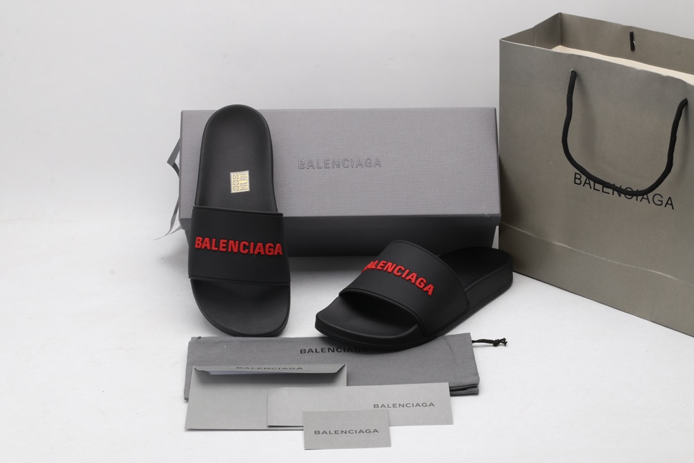 BLG Rubber Slides Black Fluo Red