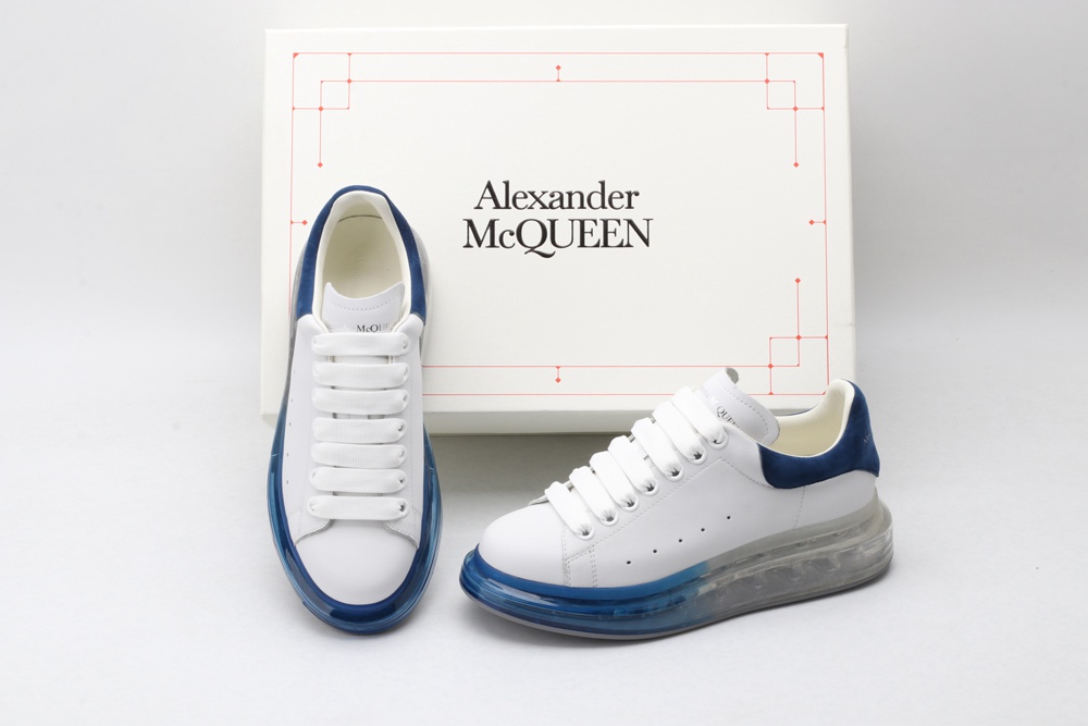 AMQ white oversized sneakers with blue heels
