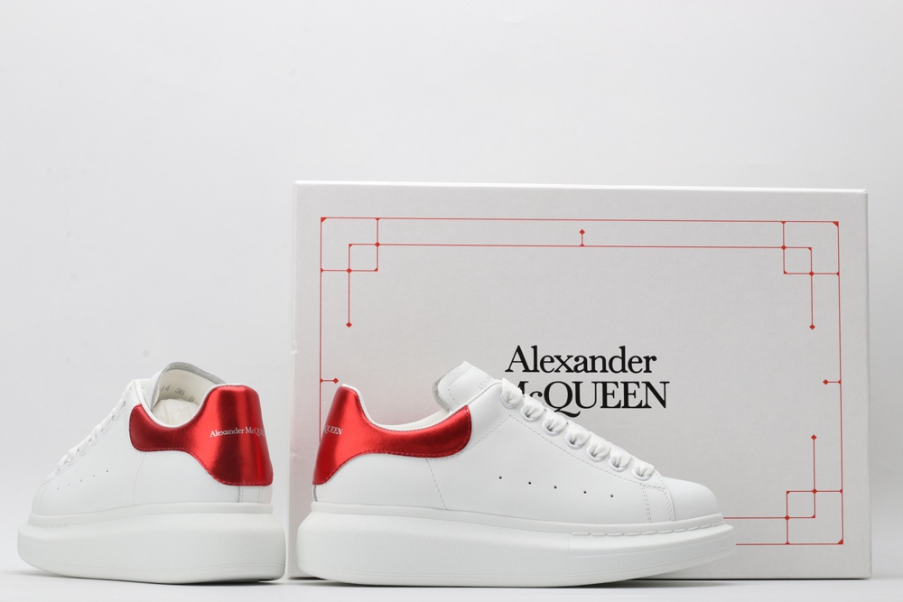AMQ red foil embellished chunky leather sneakers